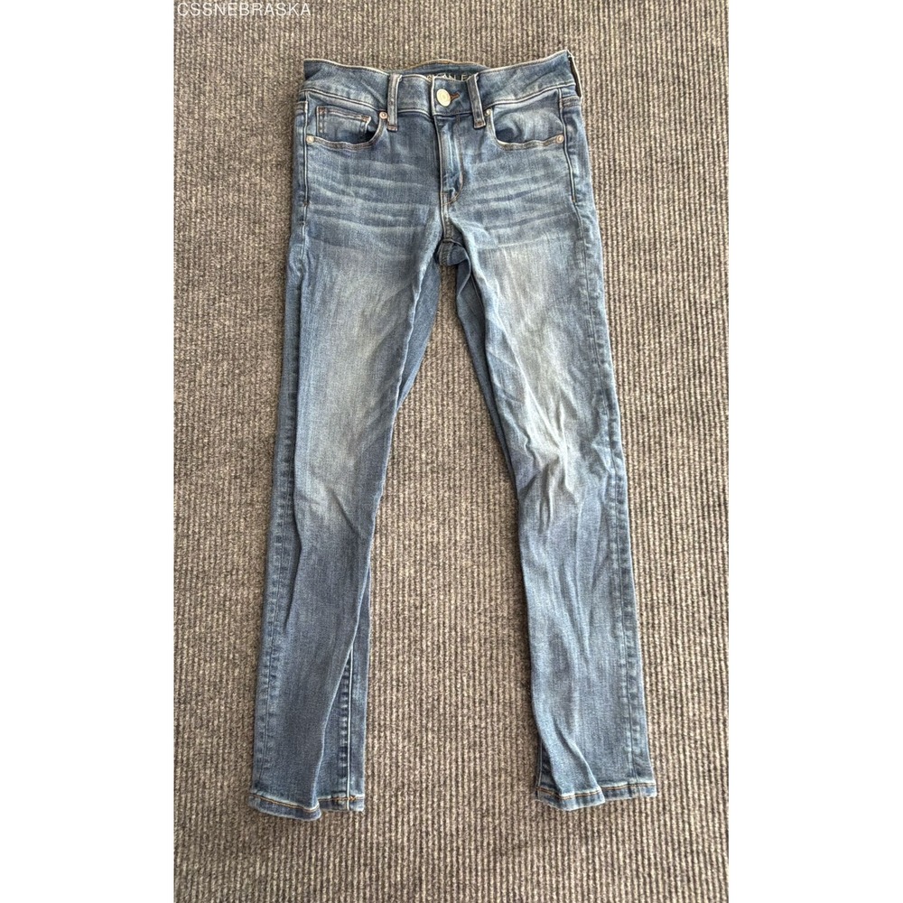 American Eagle Womens Skinny Super Stretch Blue Denim Jeans Size 2 Short
